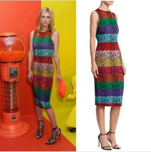 Alice + Olivia Delora Rainbow Snake Print Midi Dress Size 0 NWT $395 - Picture 10 of 14
